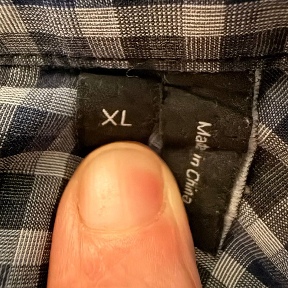 Theory Benner Trimont Men's XL Gingham Button Down Shirt Blue Grey Cotton Plaid - Picture 10 of 16